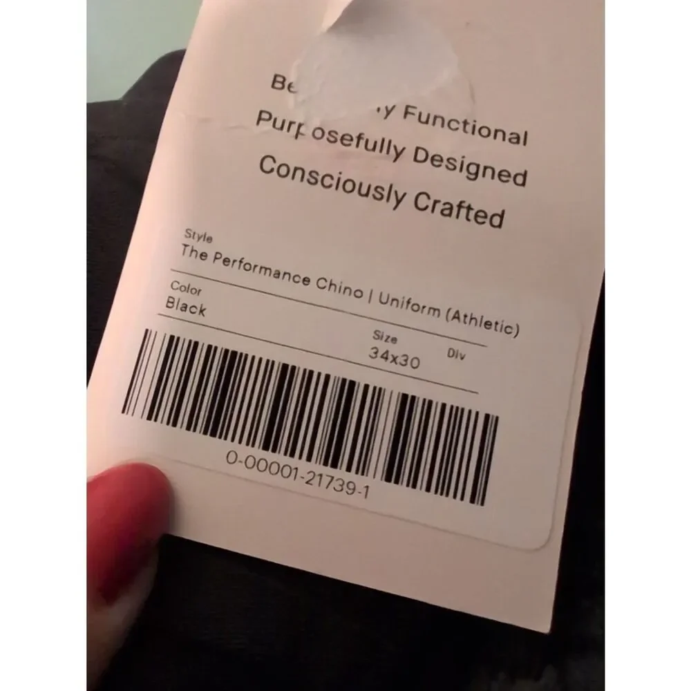 NWT Everlane Uniform The Performance Chino Black Slim Fit Trouser Pants 34 x 30